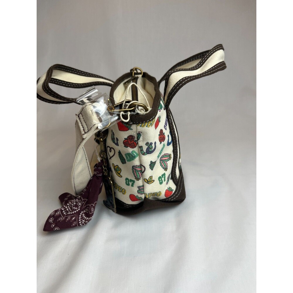 Aeropostale Rodeo Cowgirl Western Canvas Tote Bag Cactus Print Boot Charm Viral - Picture 11 of 14